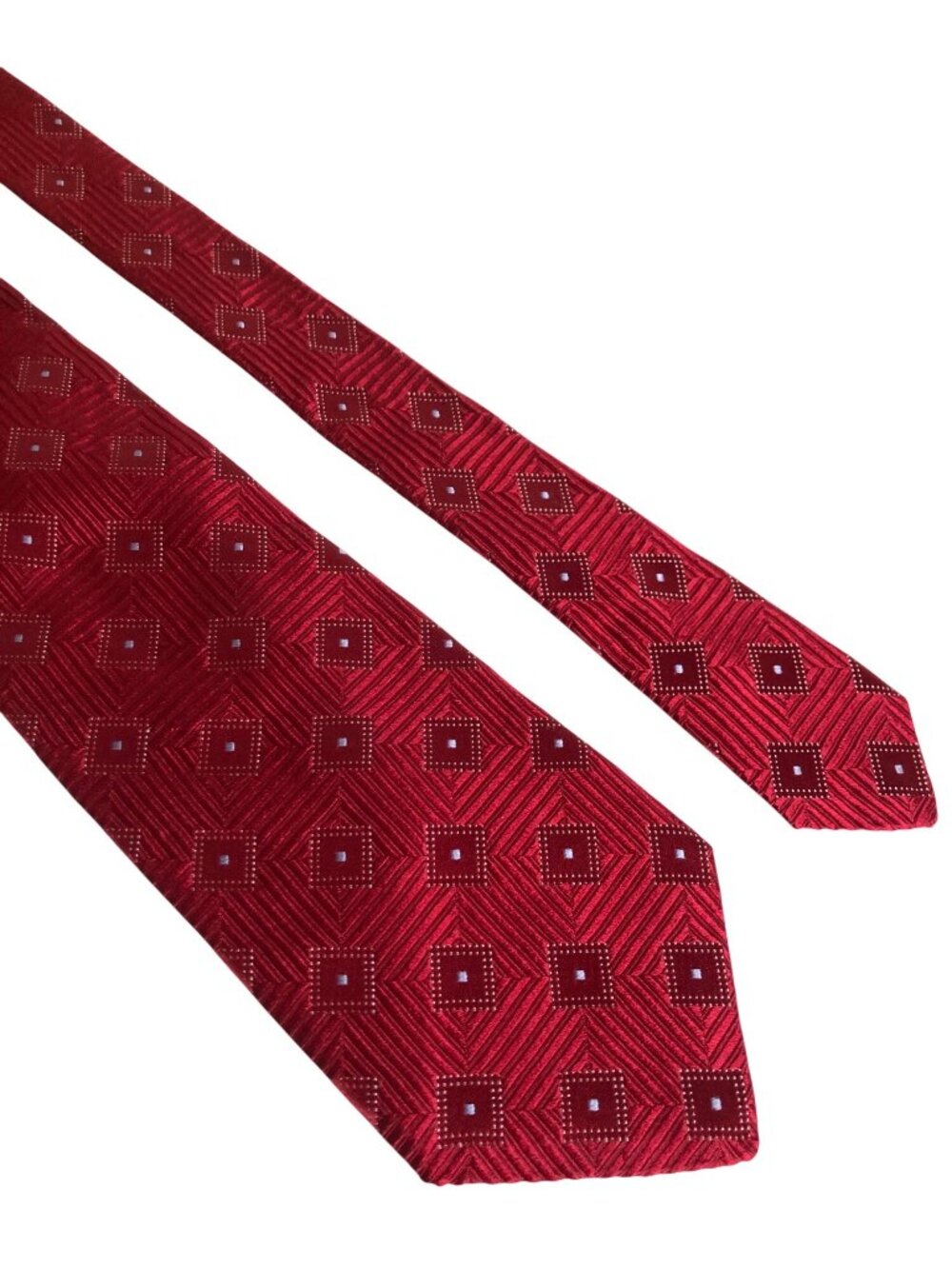 Ike Behar Red Silk Tie Geometric Mens Necktie USA Office Work Formal Dad Gift